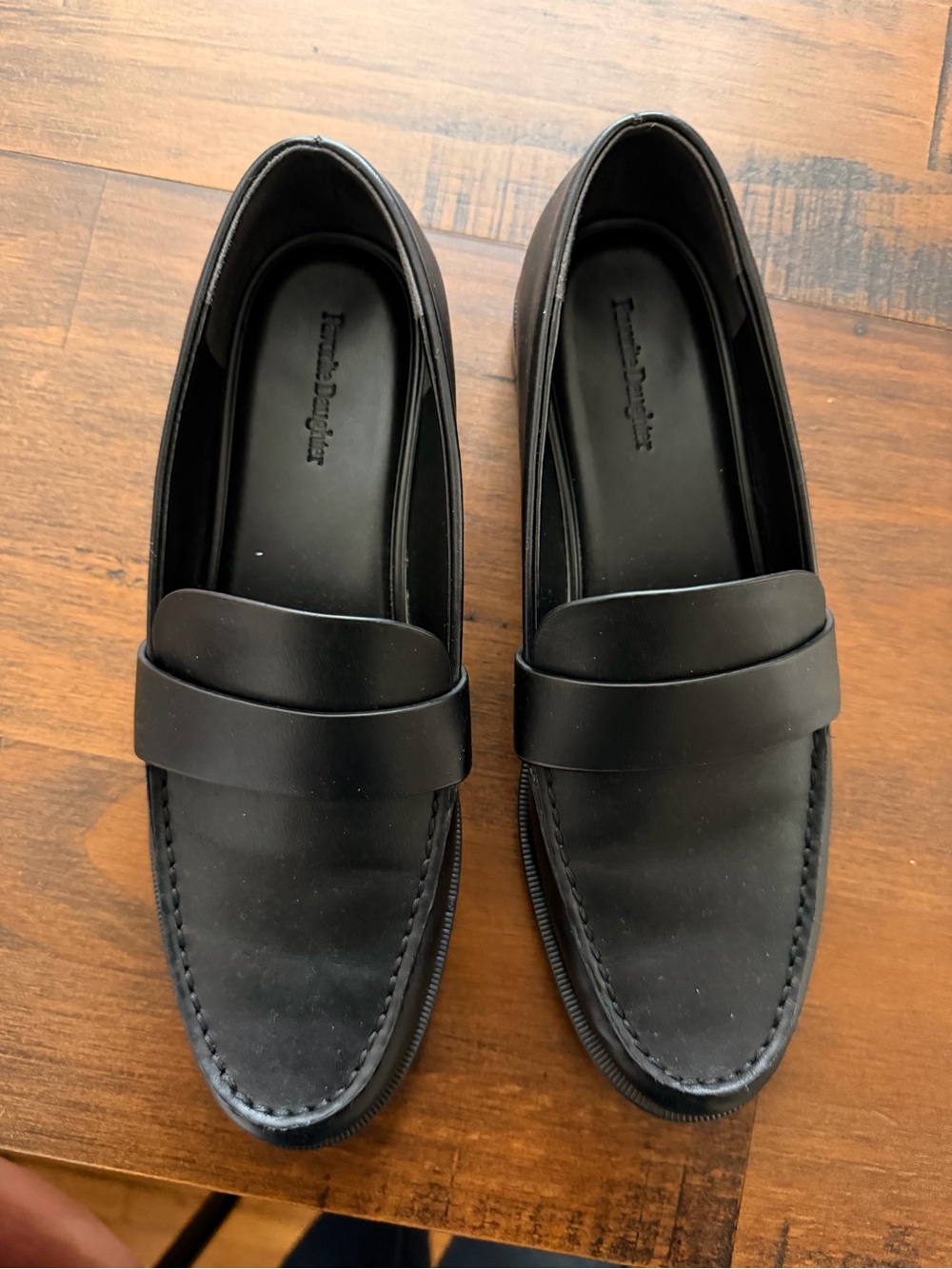 Black Leather Penny Loafers - Women